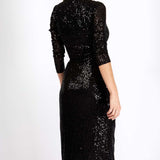 Little Mistress Vogue Williams Black Sequin Wrap Dress