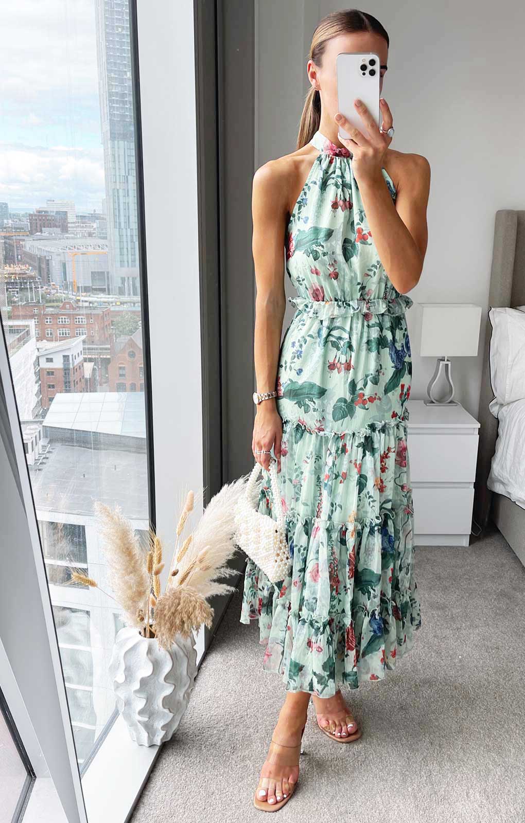 PRE LOVED Pretty Lavish Green Floral Tiered Cami Dress – Minnie May Closet