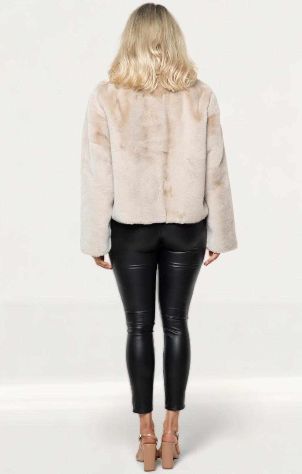 Whistles Cream Short Faux Fur Coat