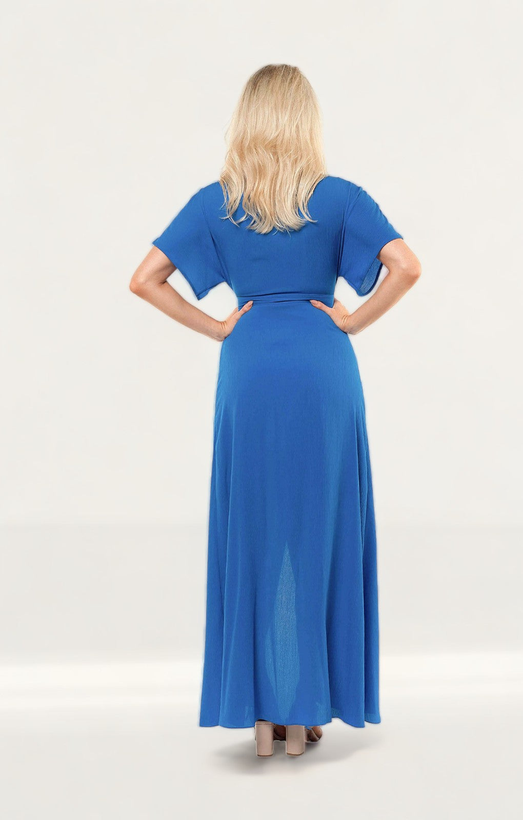 Whistles Electric Blue Frill Wrap Maxi Dress