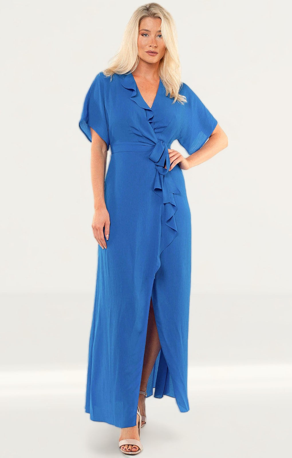 Frill wrap maxi dress best sale