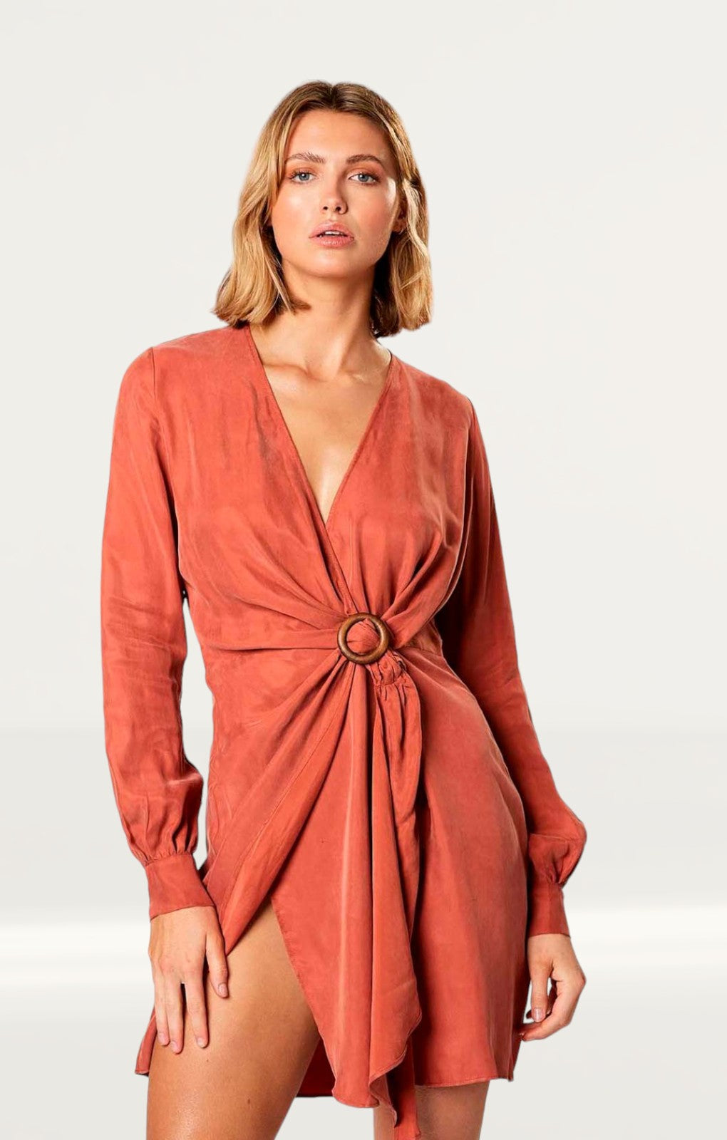 Winona Copper Axel Wrap Mini Dress