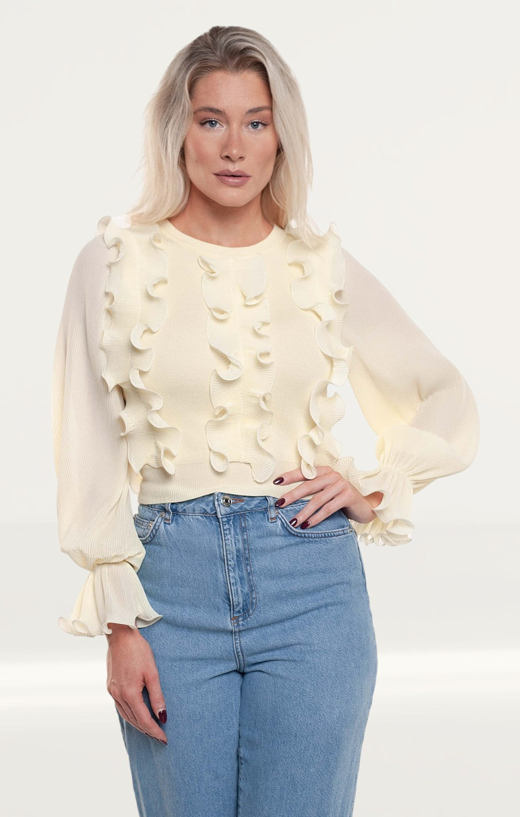 Zara ruffle best sale sleeve top